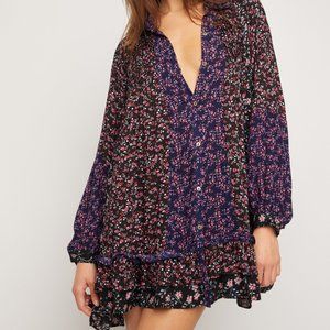Free People Floral Tunic in Black and Purple